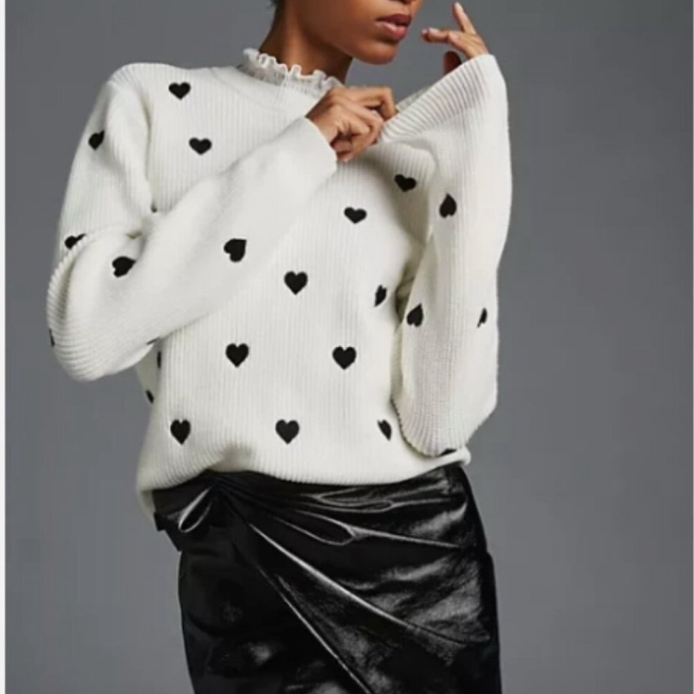 Anthropologie Heart Patterned Knit Sweater